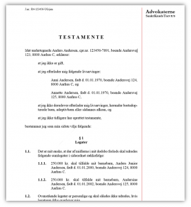 Eksempel på testamente Eksempel på testamente